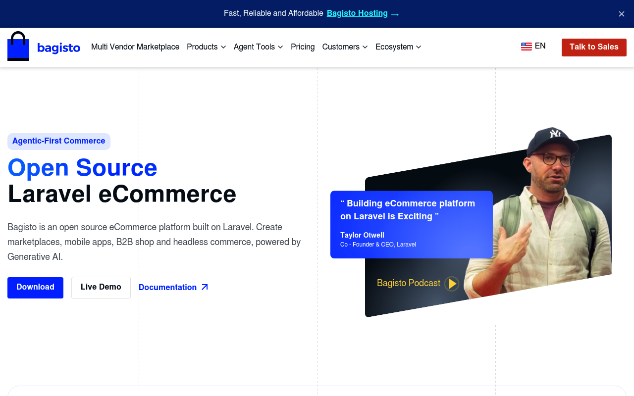 Bagisto website screenshot