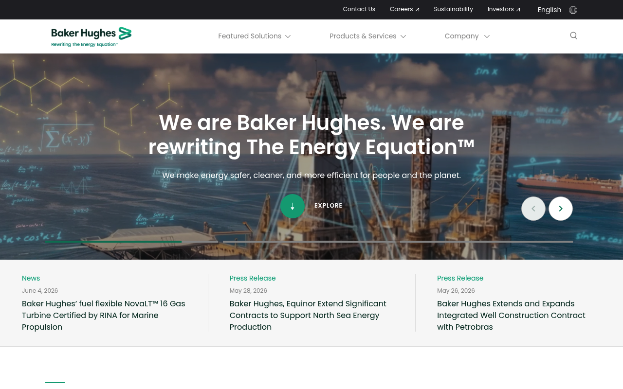 Baker Hughes website screenshot
