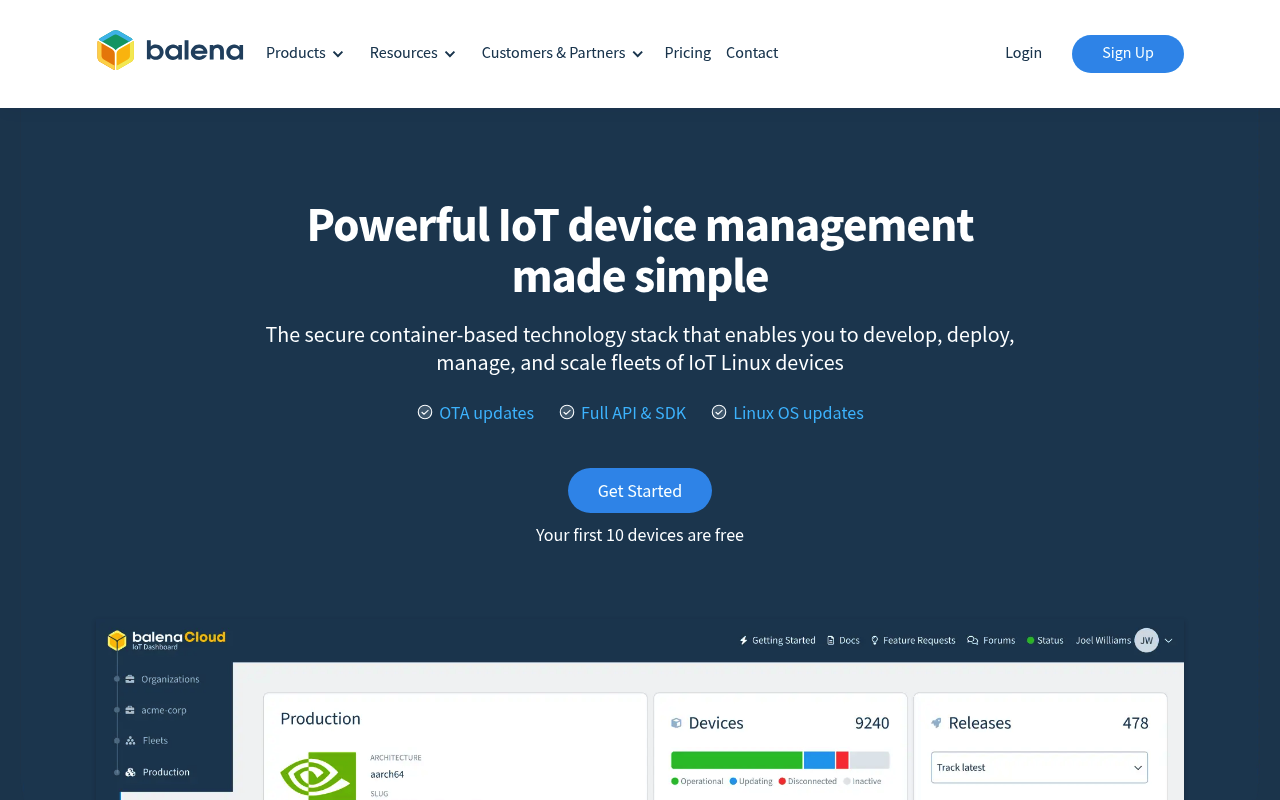 Balena website screenshot