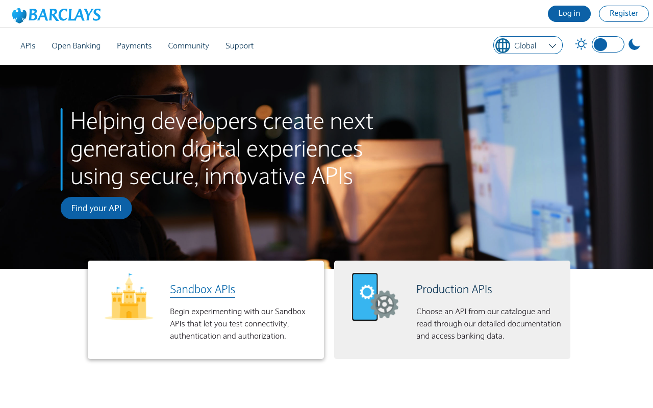 Barclays website screenshot