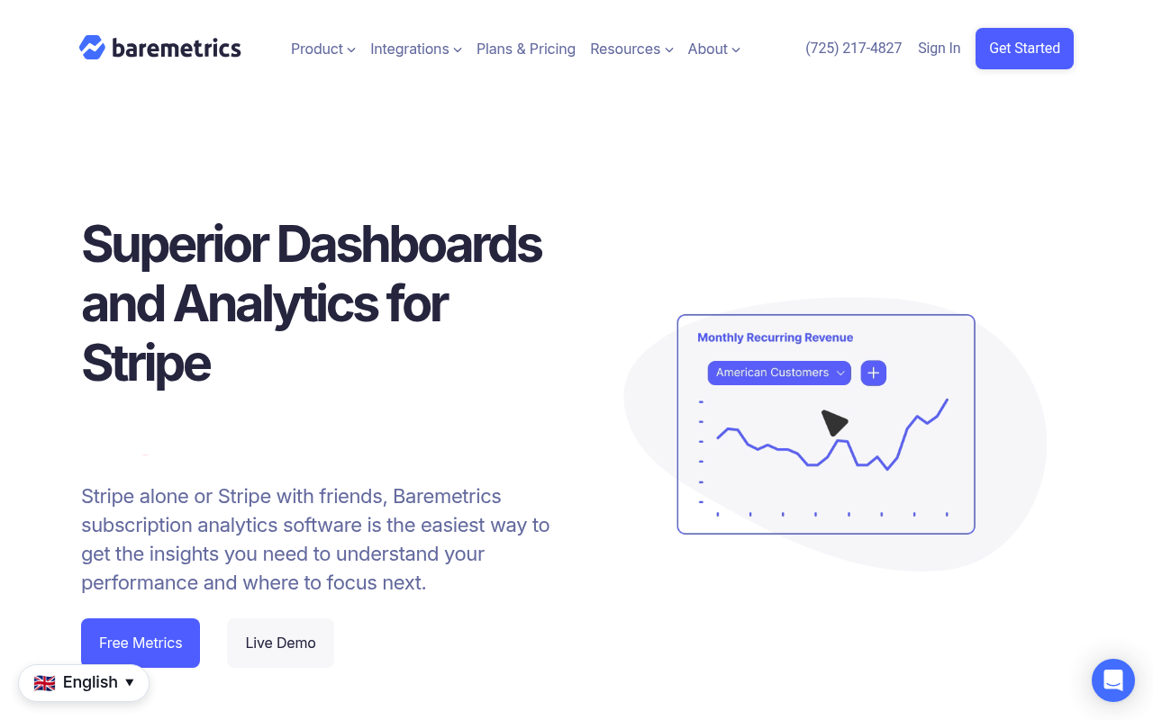 Baremetrics website screenshot