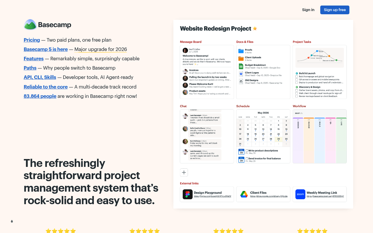 Basecamp website screenshot