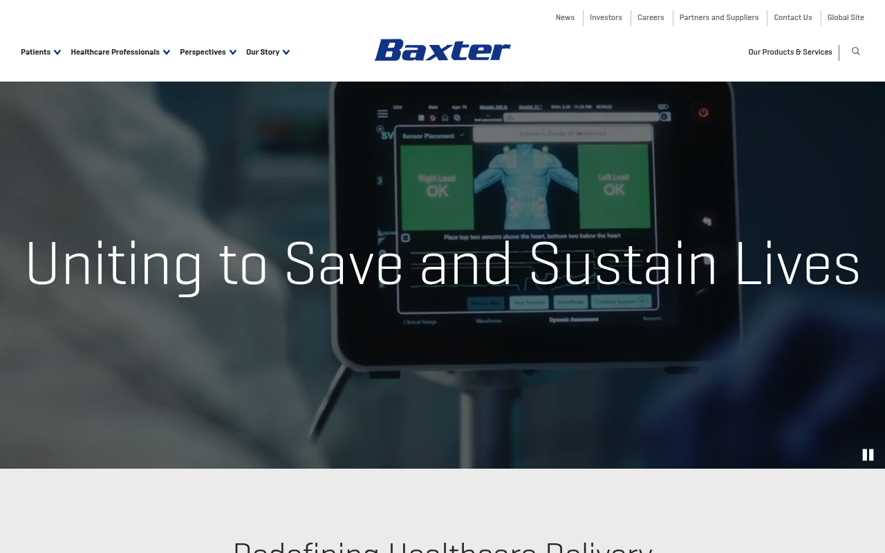Baxter International website screenshot