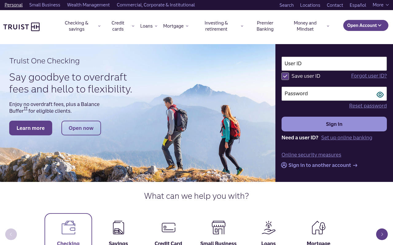 BB&T Corp (Truist) website screenshot