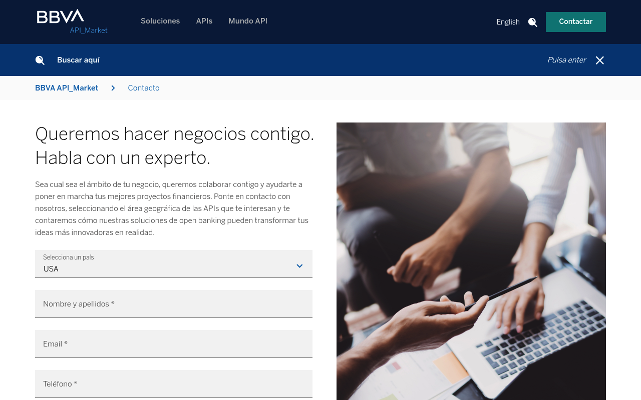 BBVA website screenshot