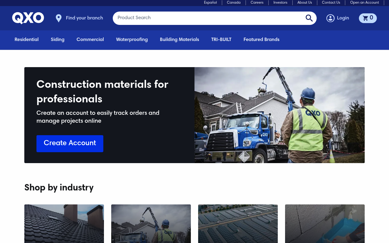 Beacon Roofing Supply website screenshot