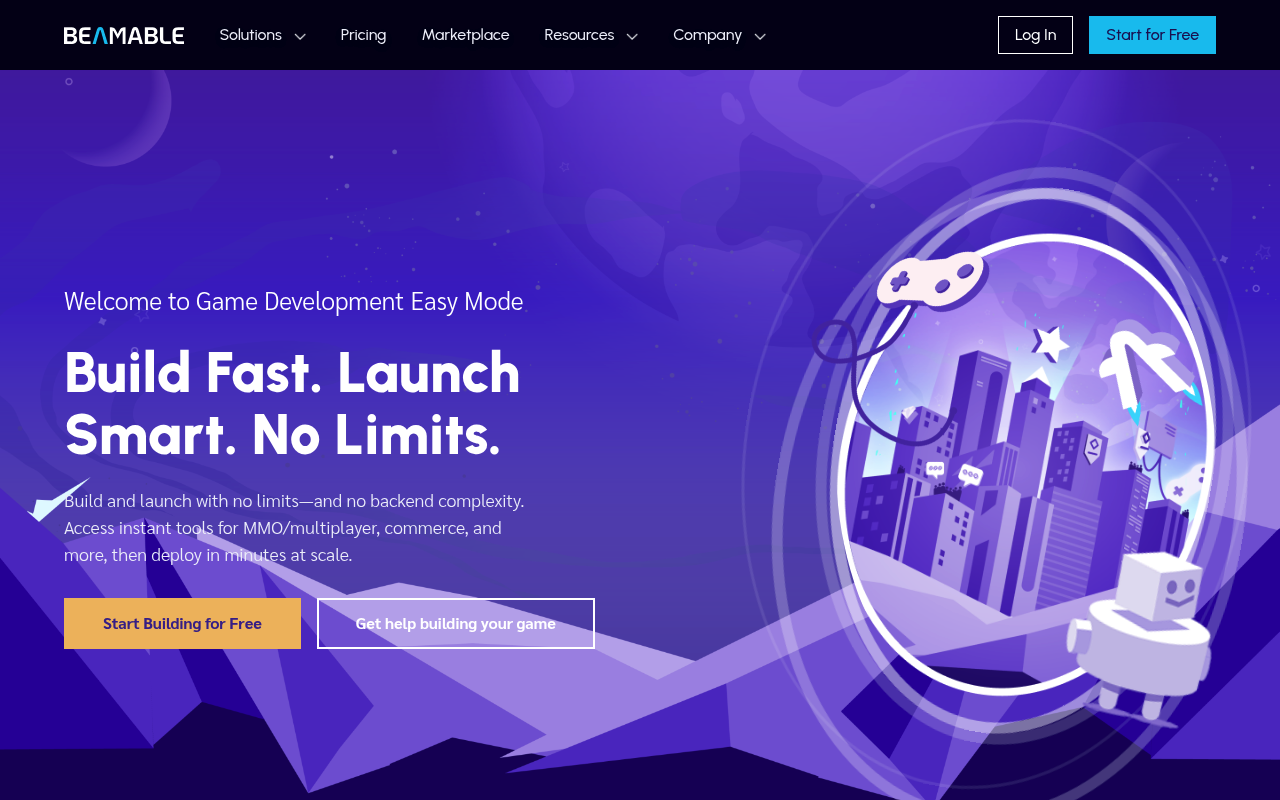 Beamable website screenshot