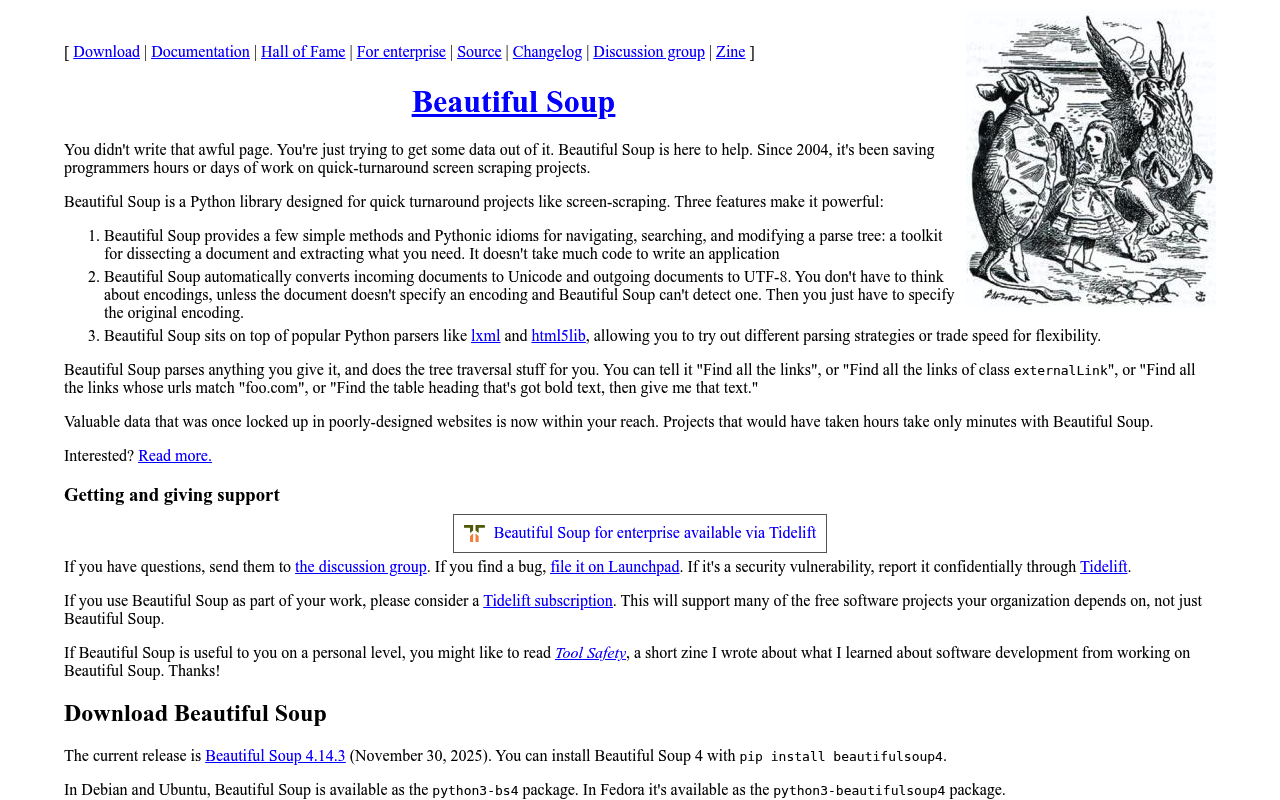 Beautiful Soup website screenshot