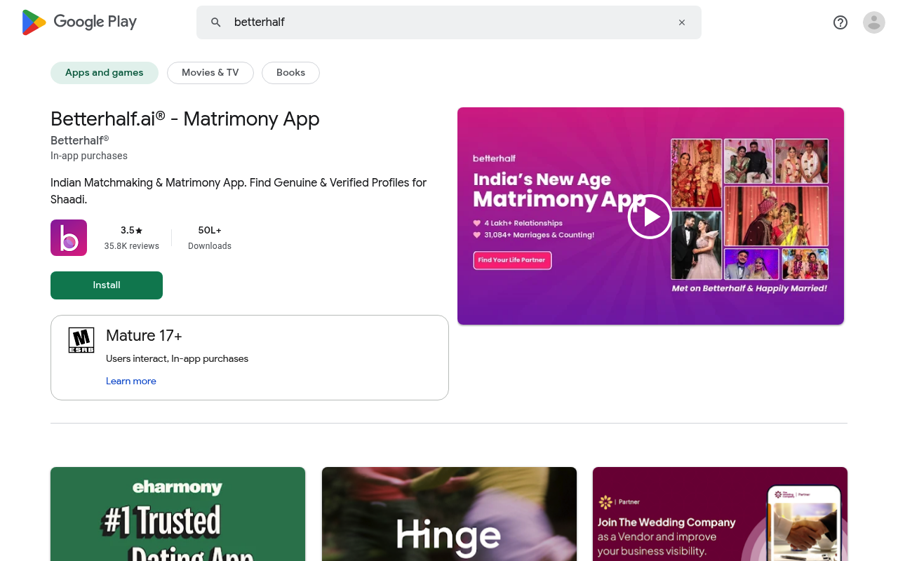 Betterhalf screenshot