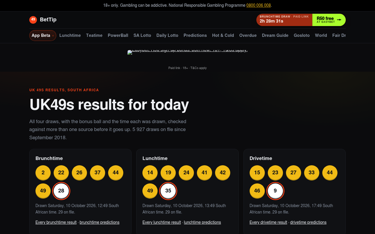 BetTip Draws API screenshot