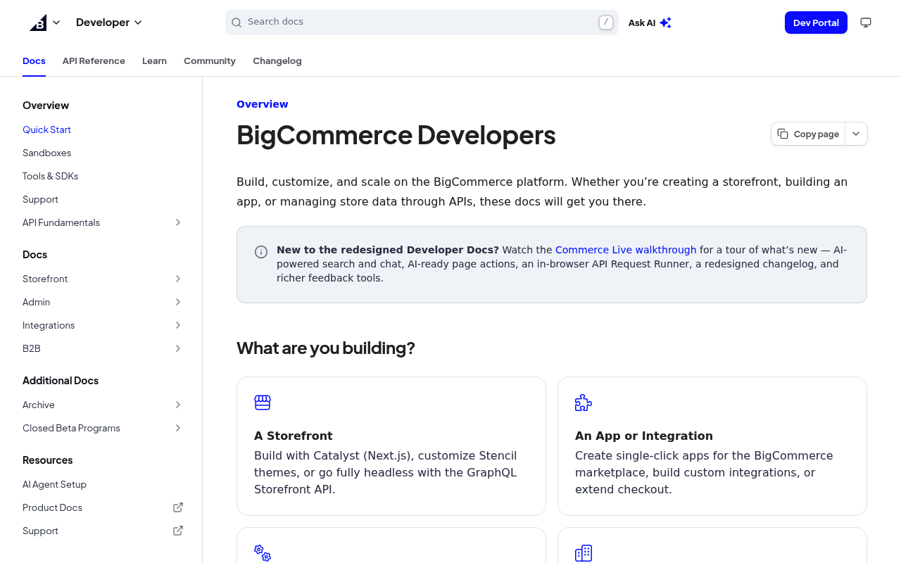 BigCommerce website screenshot