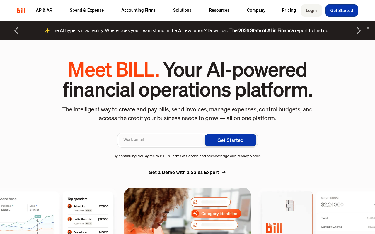 BILL website screenshot