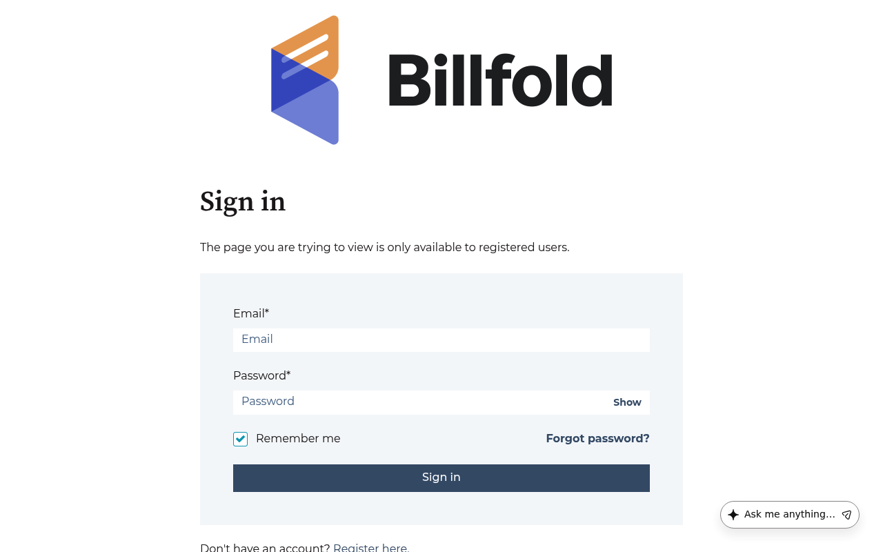 Billfold screenshot