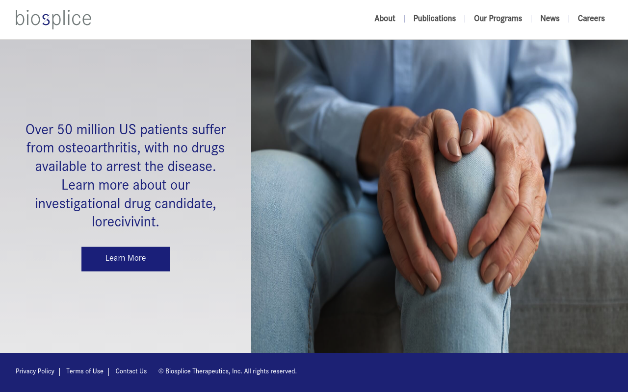 Biosplice Therapeutics website screenshot