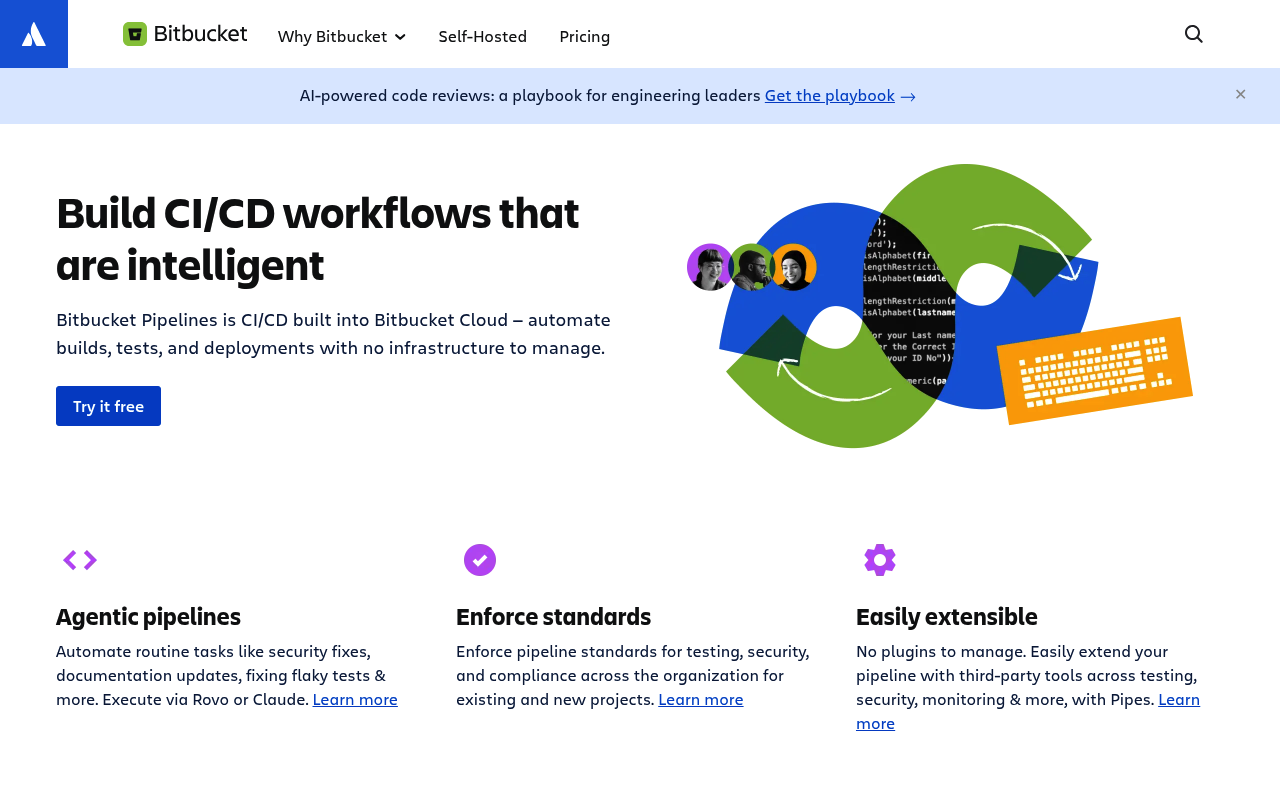 Bitbucket Pipelines website screenshot
