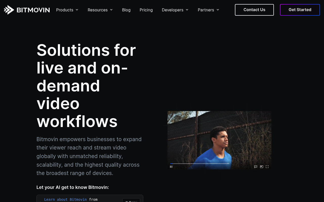 Bitmovin website screenshot