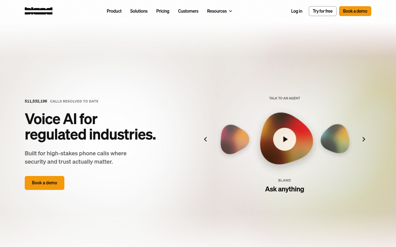 Bland AI website screenshot