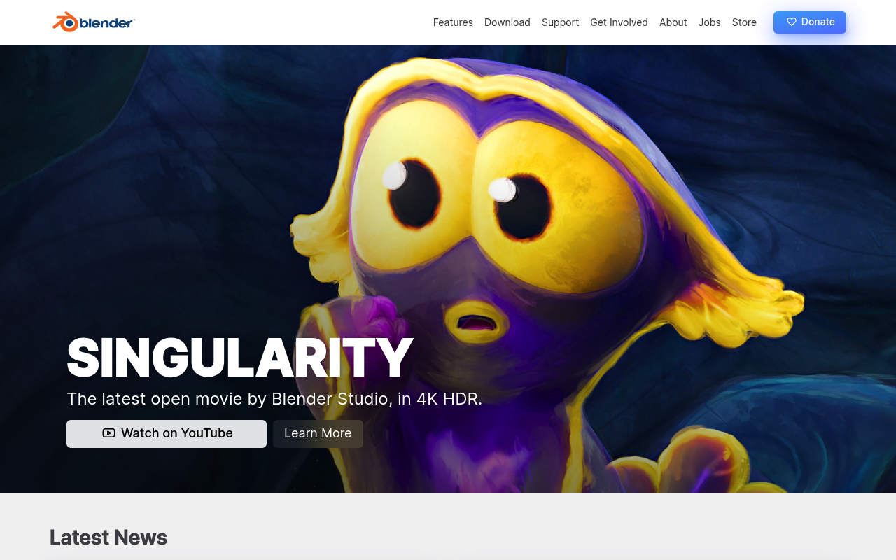 Blender website screenshot