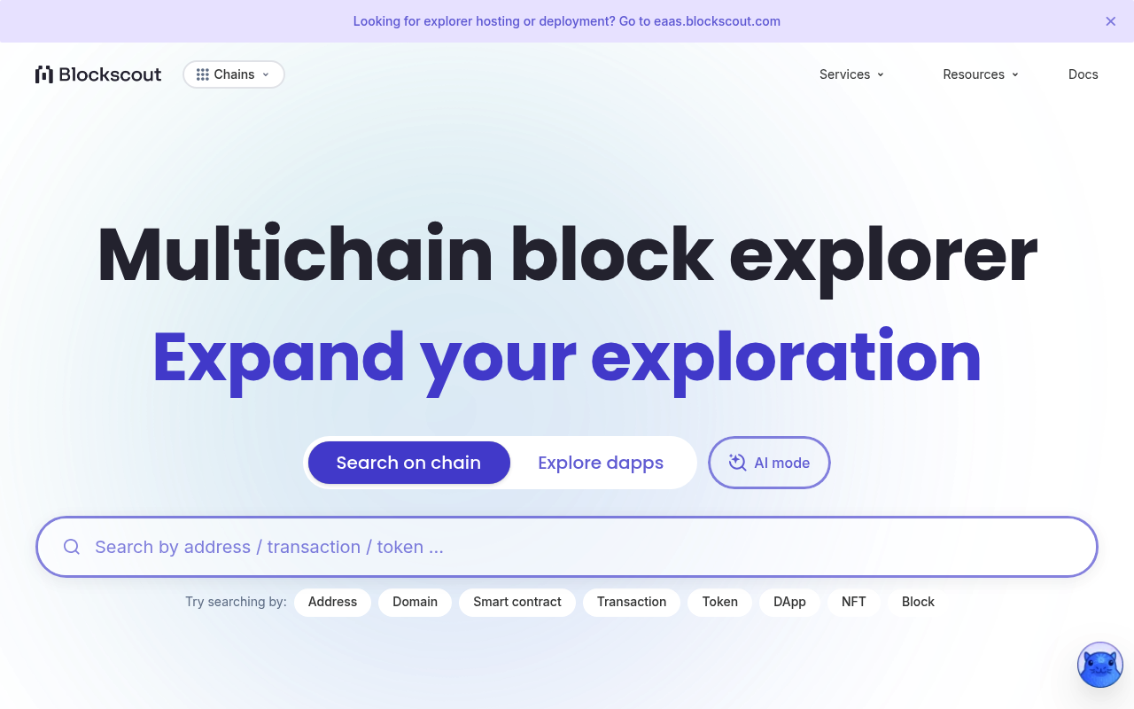 Blockscout website screenshot