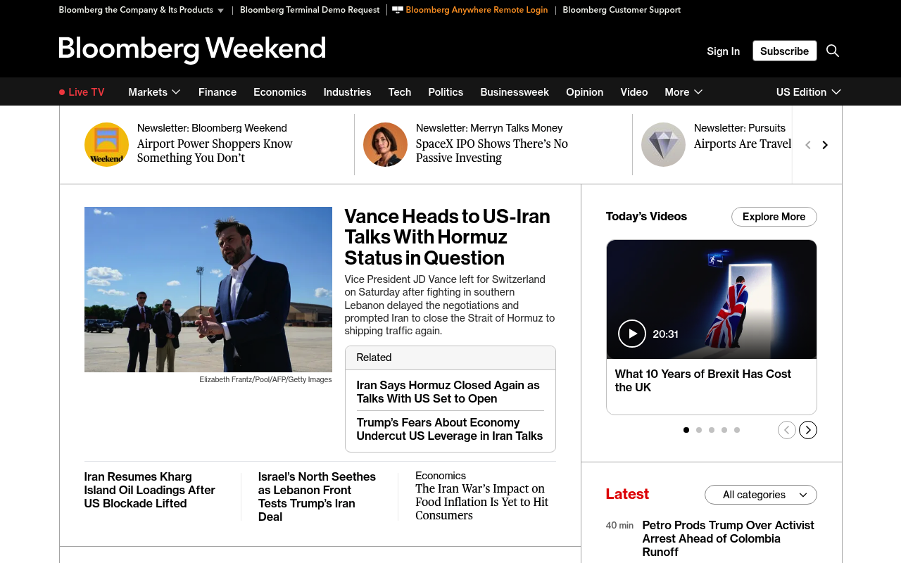 Bloomberg Data Sets website screenshot