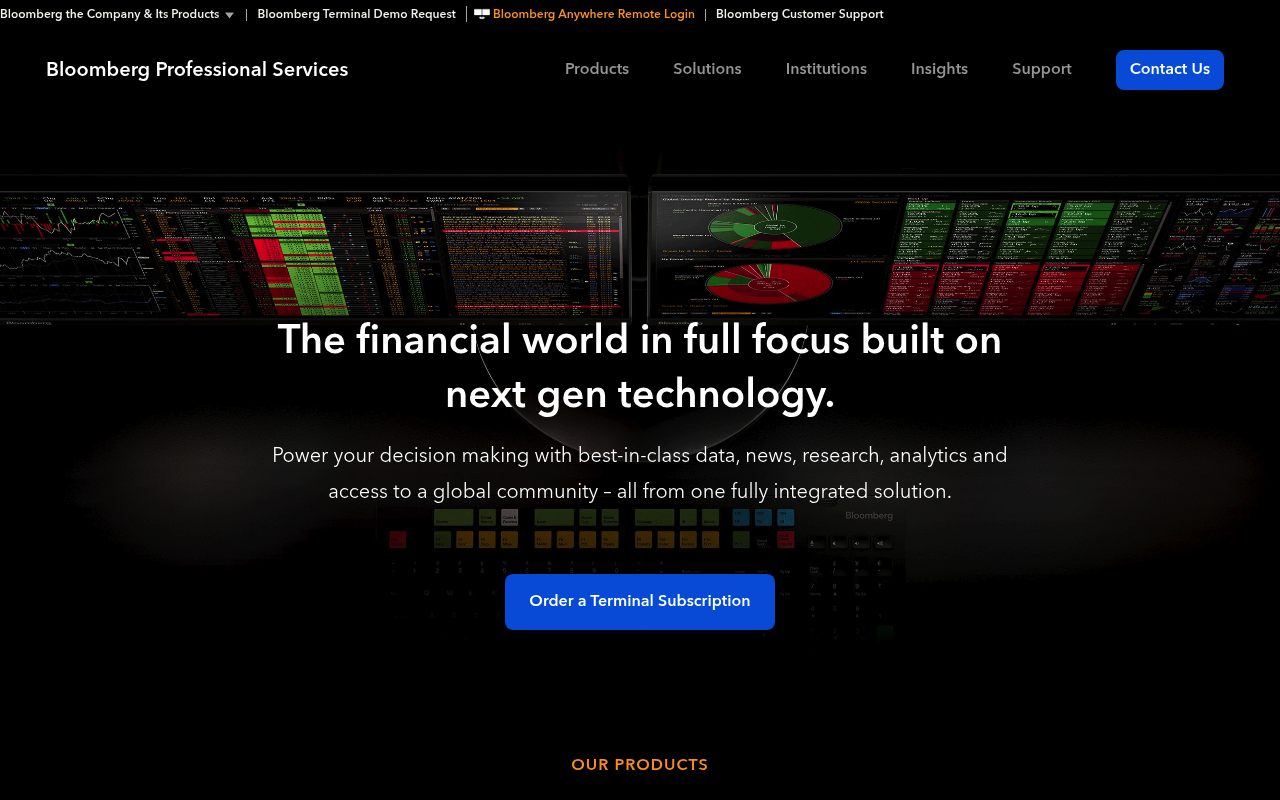 Bloomberg Financial Solutions website screenshot