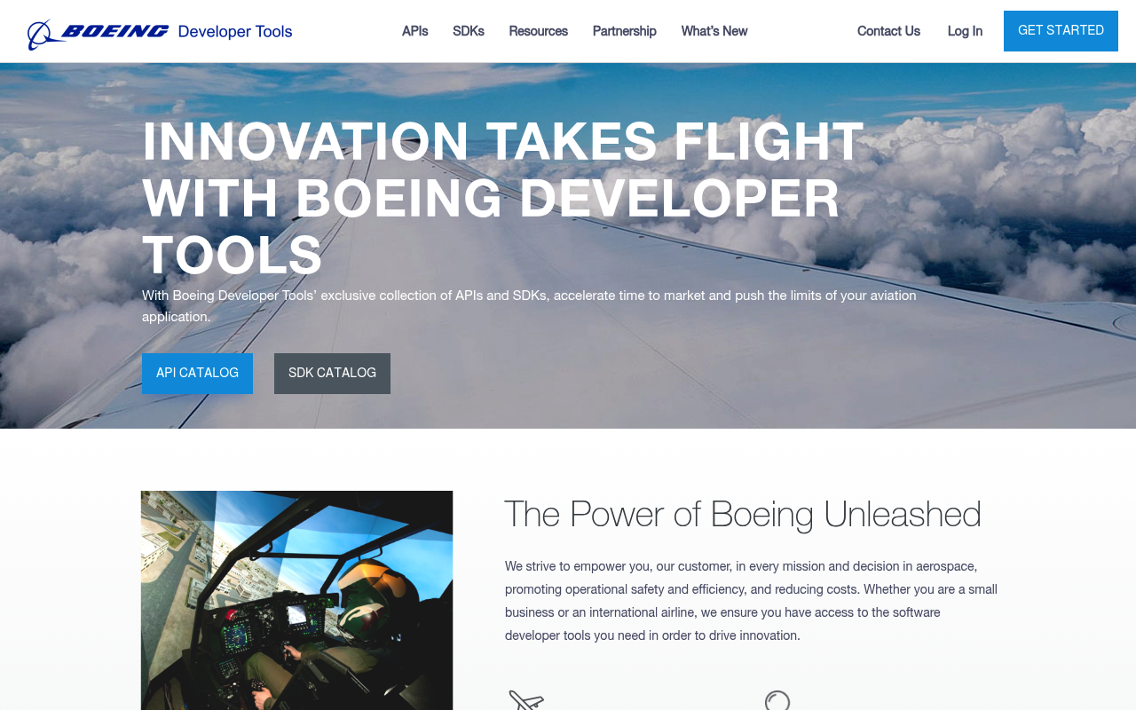 Boeing website screenshot