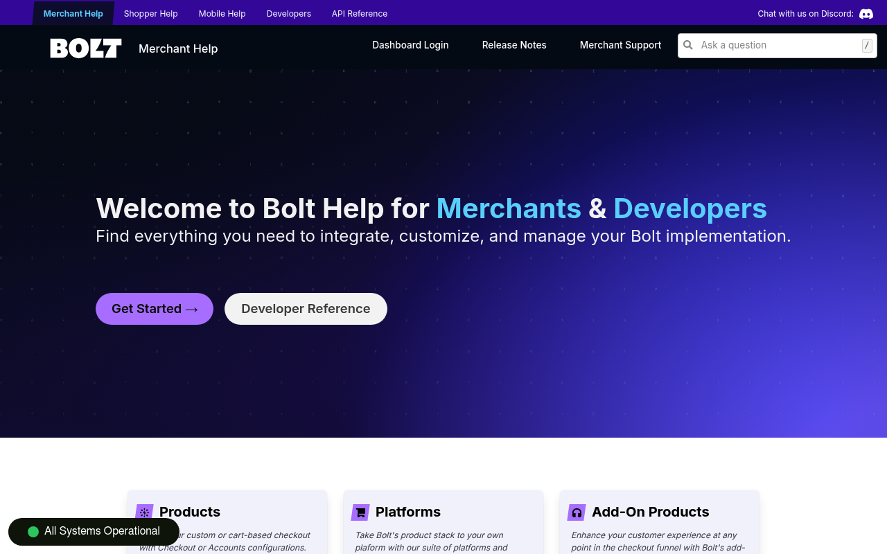 Bolt website screenshot