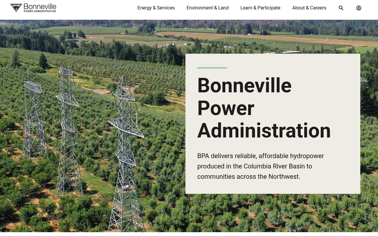 Bonneville Power Administration website screenshot