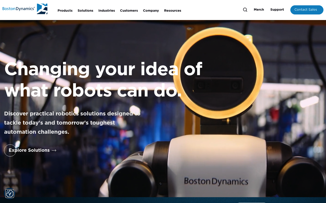 Boston Dynamics website screenshot