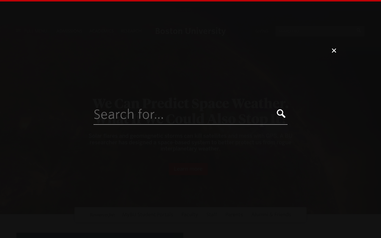 Boston University website screenshot