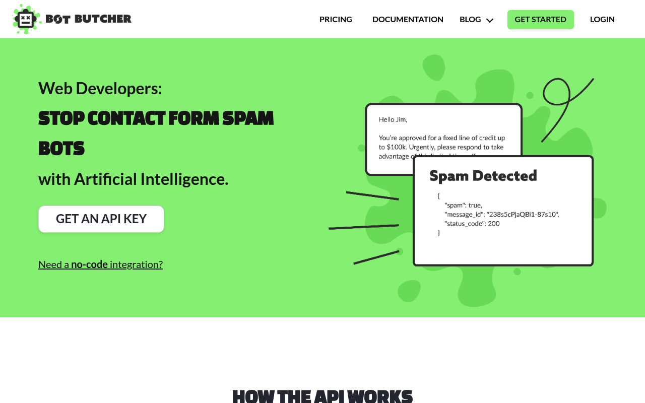 Bot Butcher website screenshot