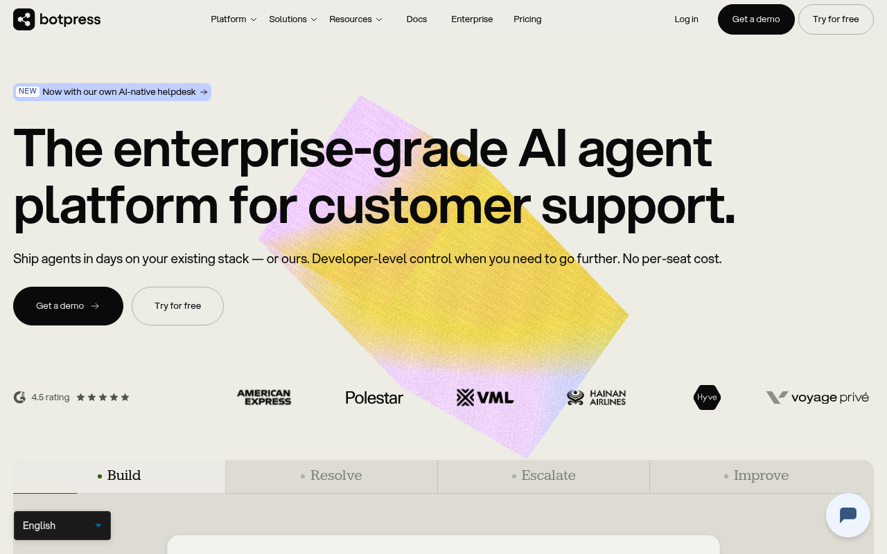 Botpress website screenshot