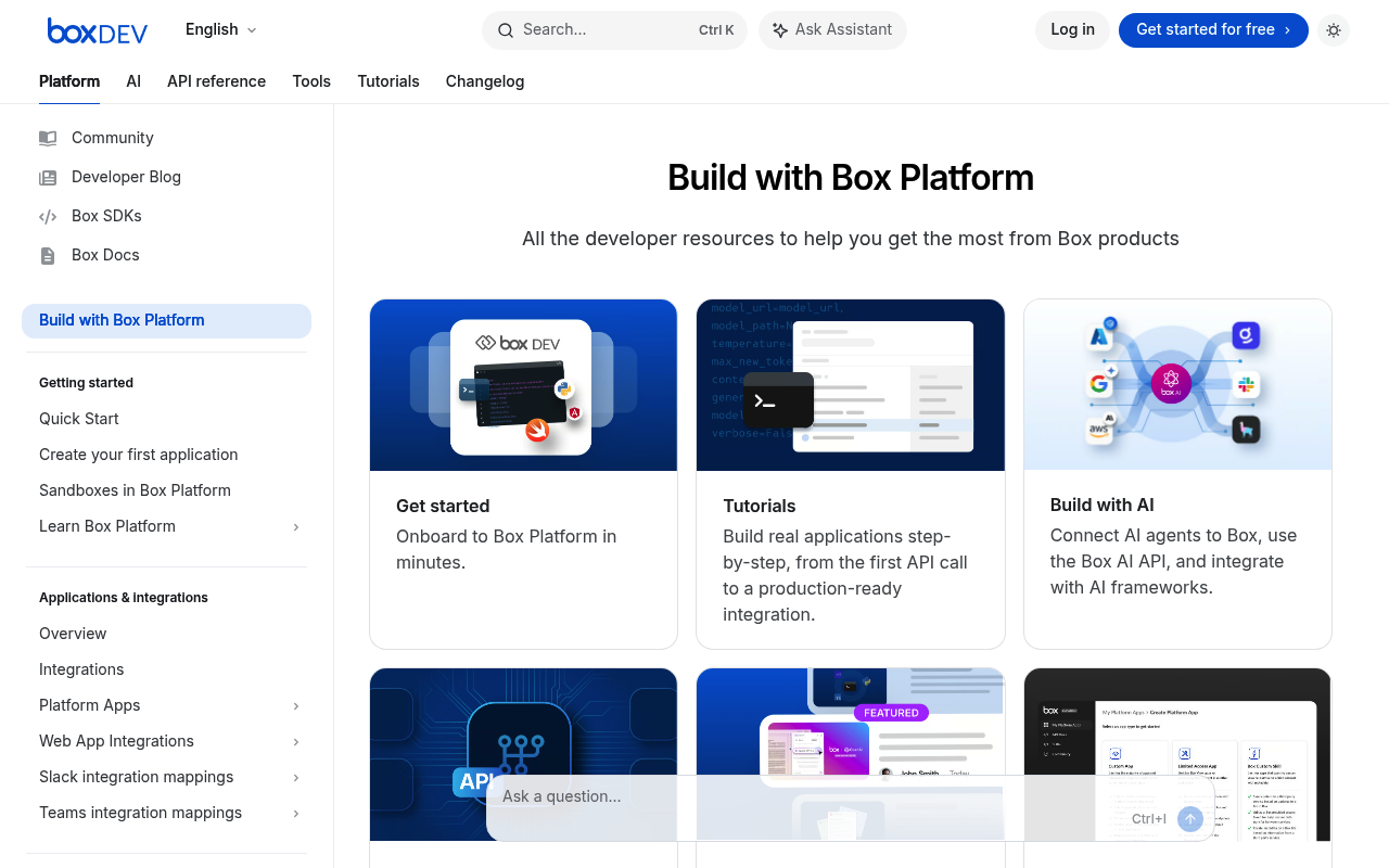 Box website screenshot