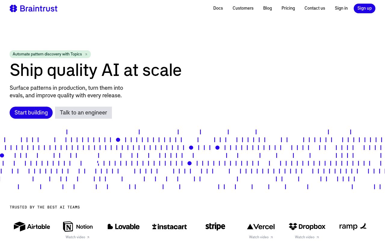 Braintrust website screenshot