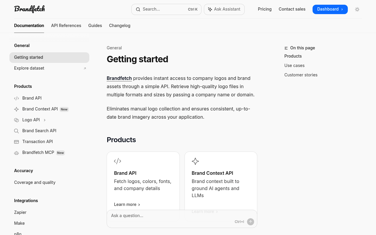 Brand API (Brandfetch) website screenshot
