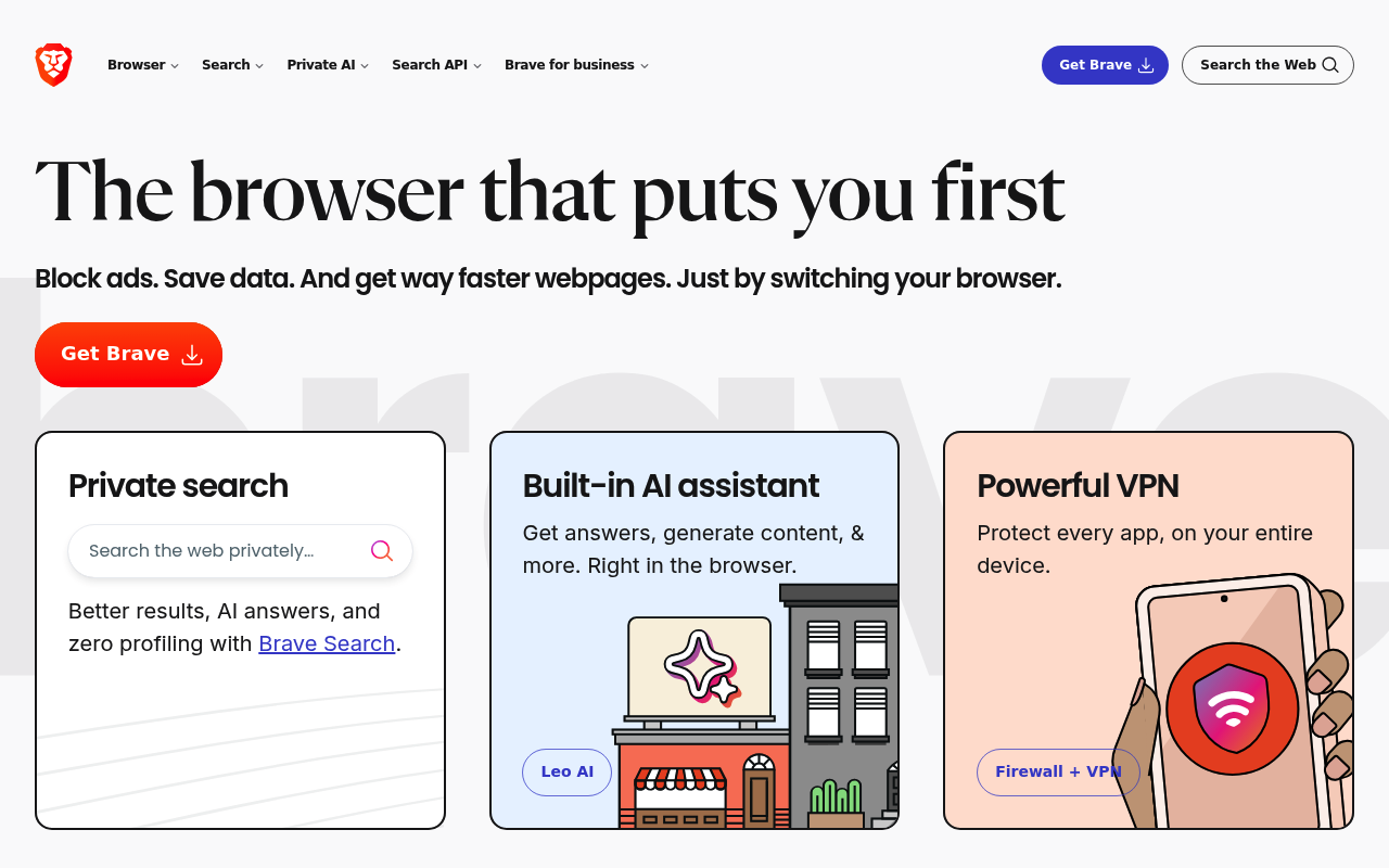 Brave website screenshot