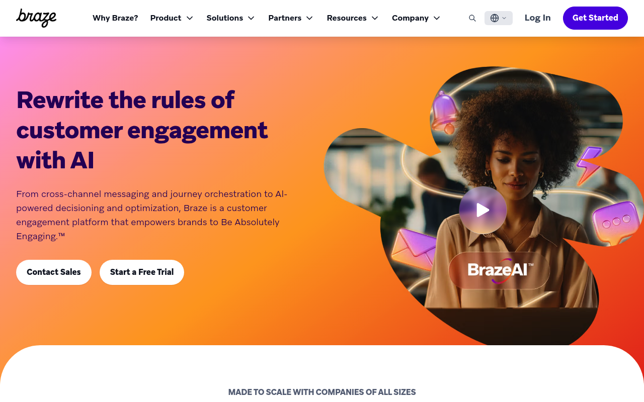 Braze website screenshot