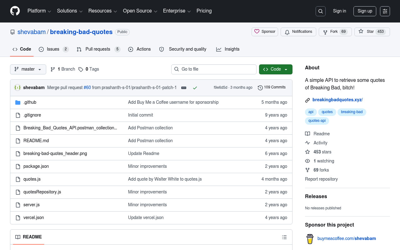 Breaking Bad Quotes website screenshot
