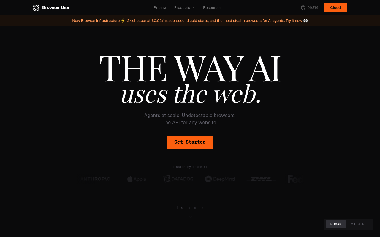 Browser Use website screenshot
