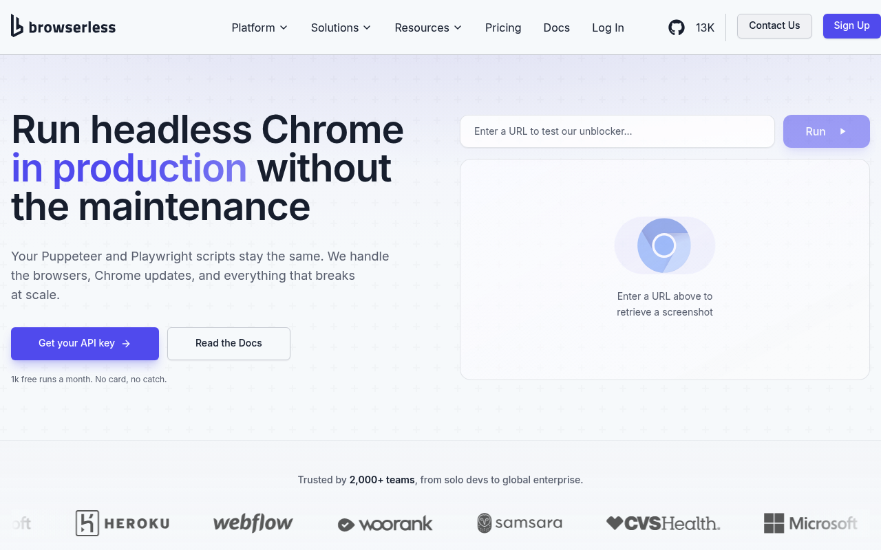 Browserless website screenshot