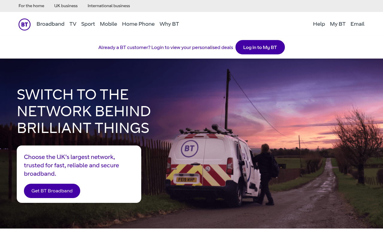 BT Group website screenshot