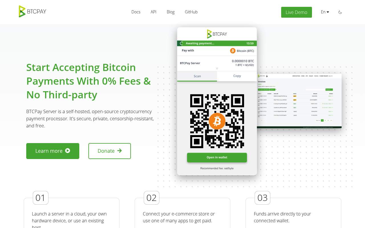BTCPay Server website screenshot