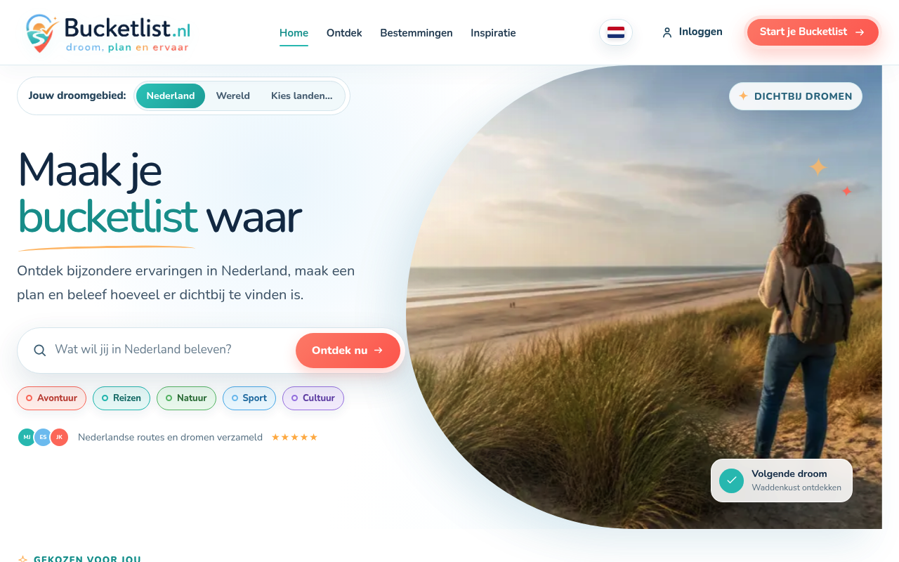 Bucketlist.nl Dream of the Day API screenshot