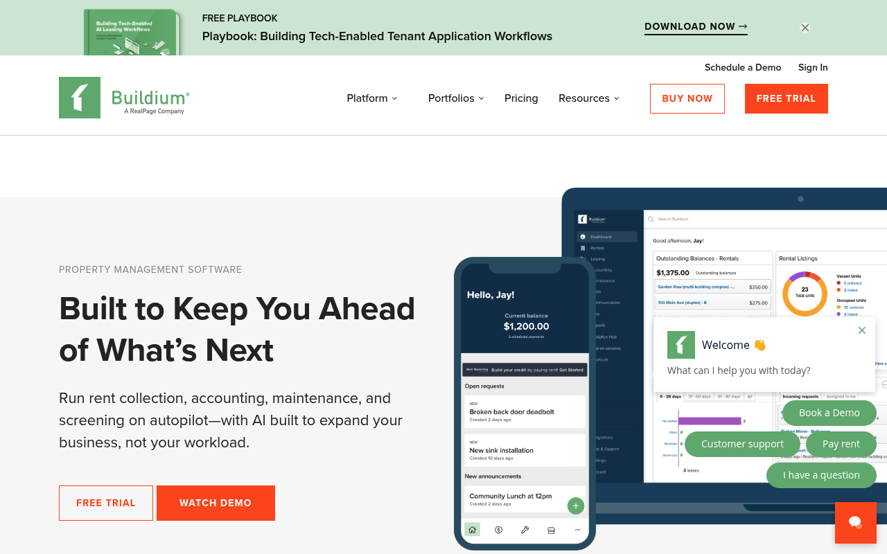 Buildium website screenshot