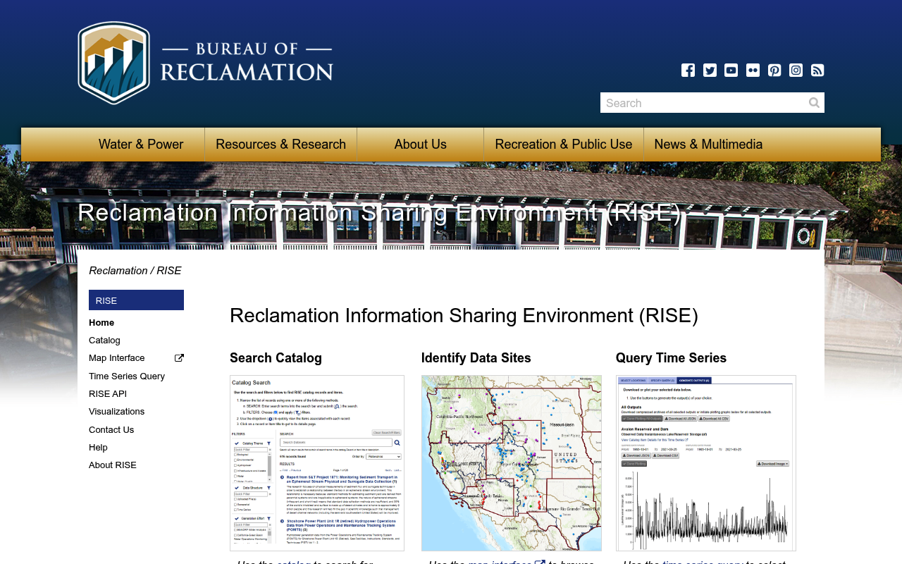 Bureau of Reclamation website screenshot