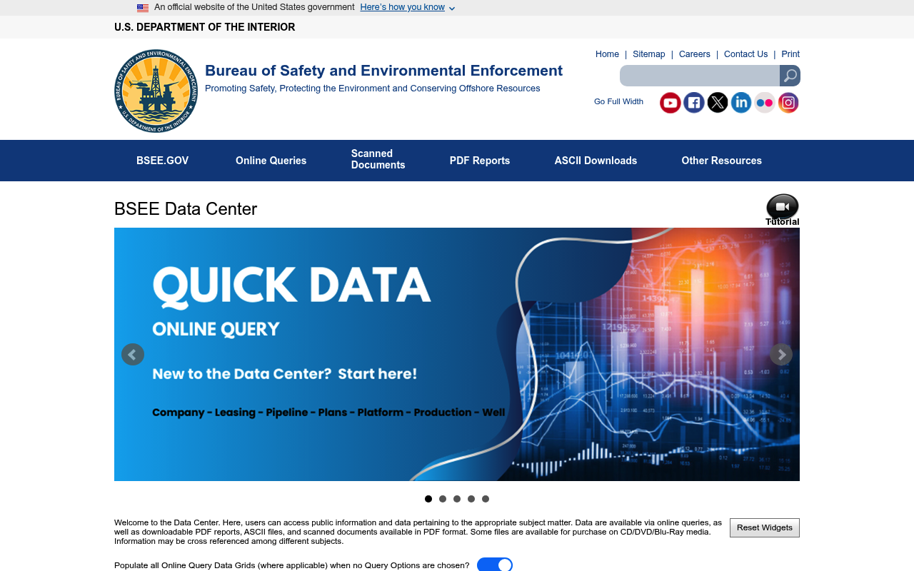 Bureau of Safety and Environmental Enforcement website screenshot