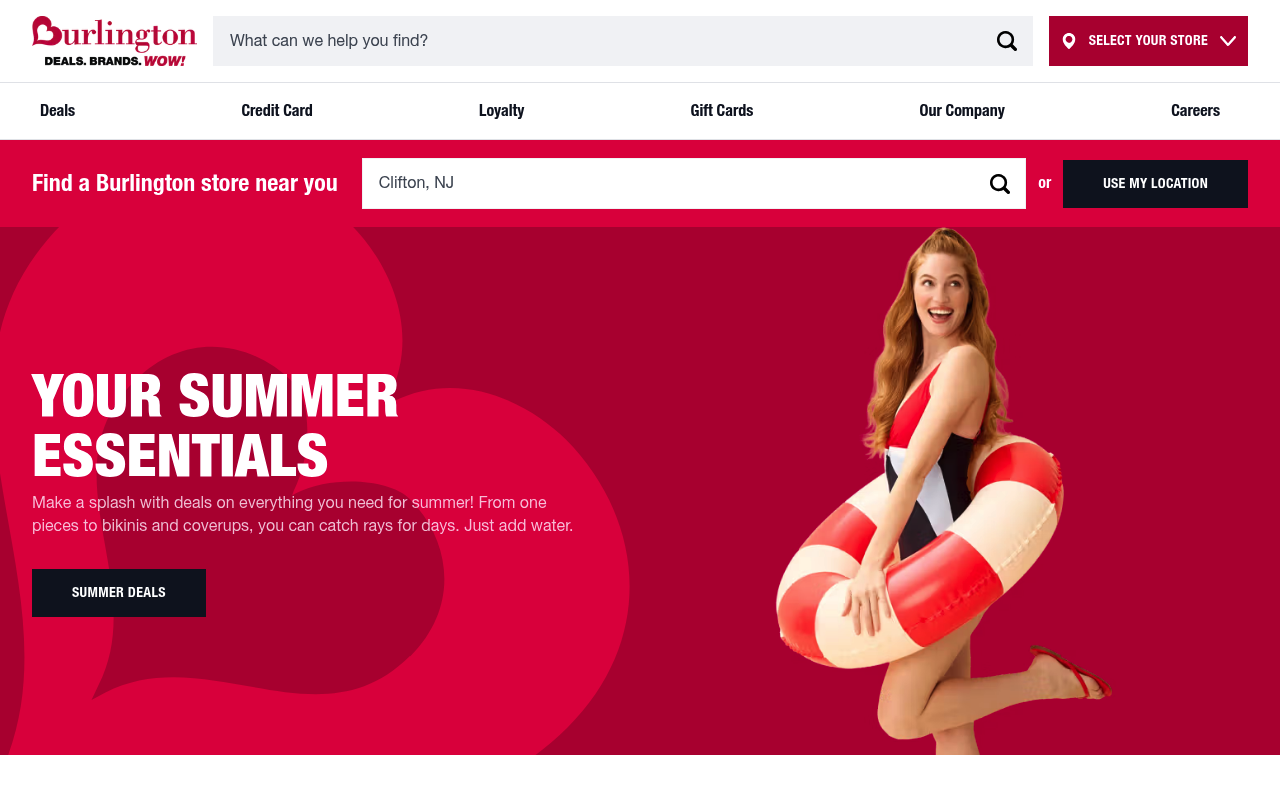 Burlington Stores website screenshot