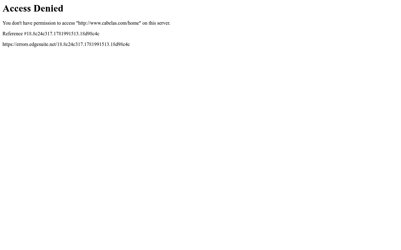 Cabela's website screenshot