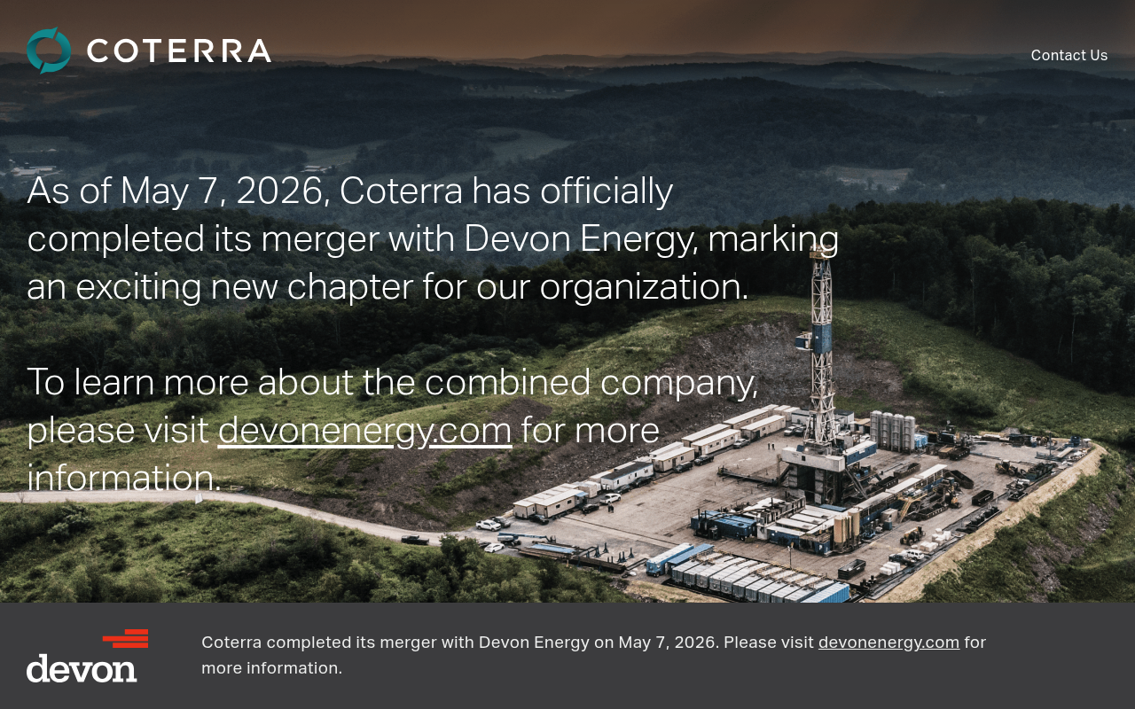 Cabot Oil & Gas website screenshot