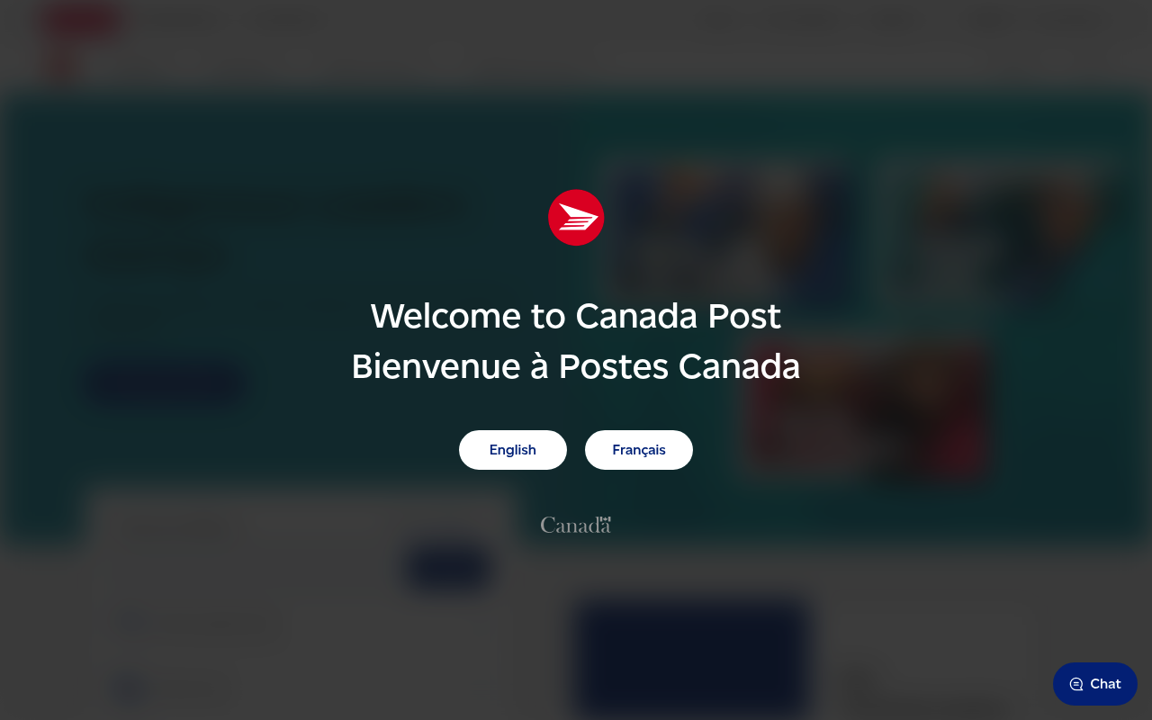 Canada Post website screenshot